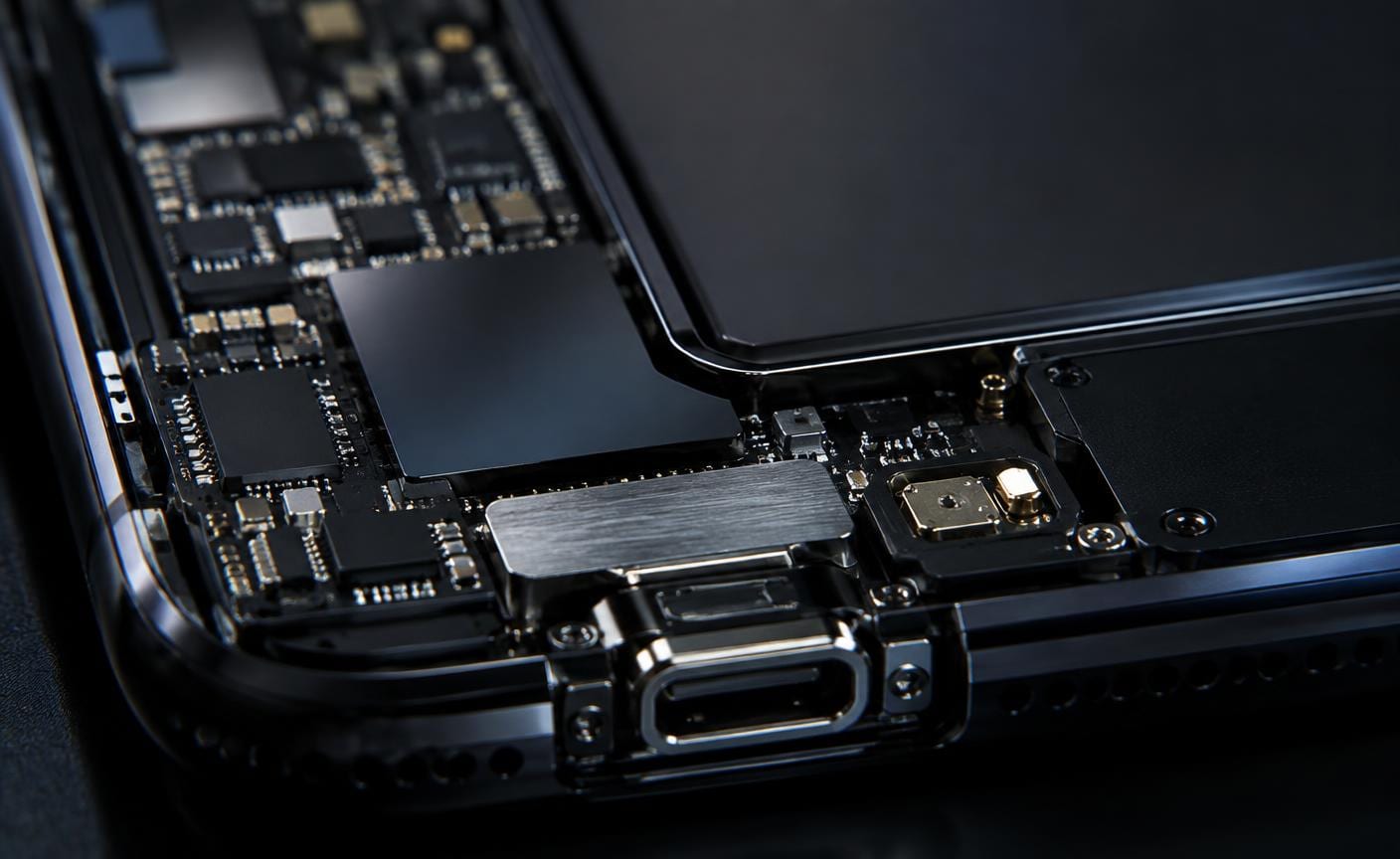 Macro detail of a phone charging circuit